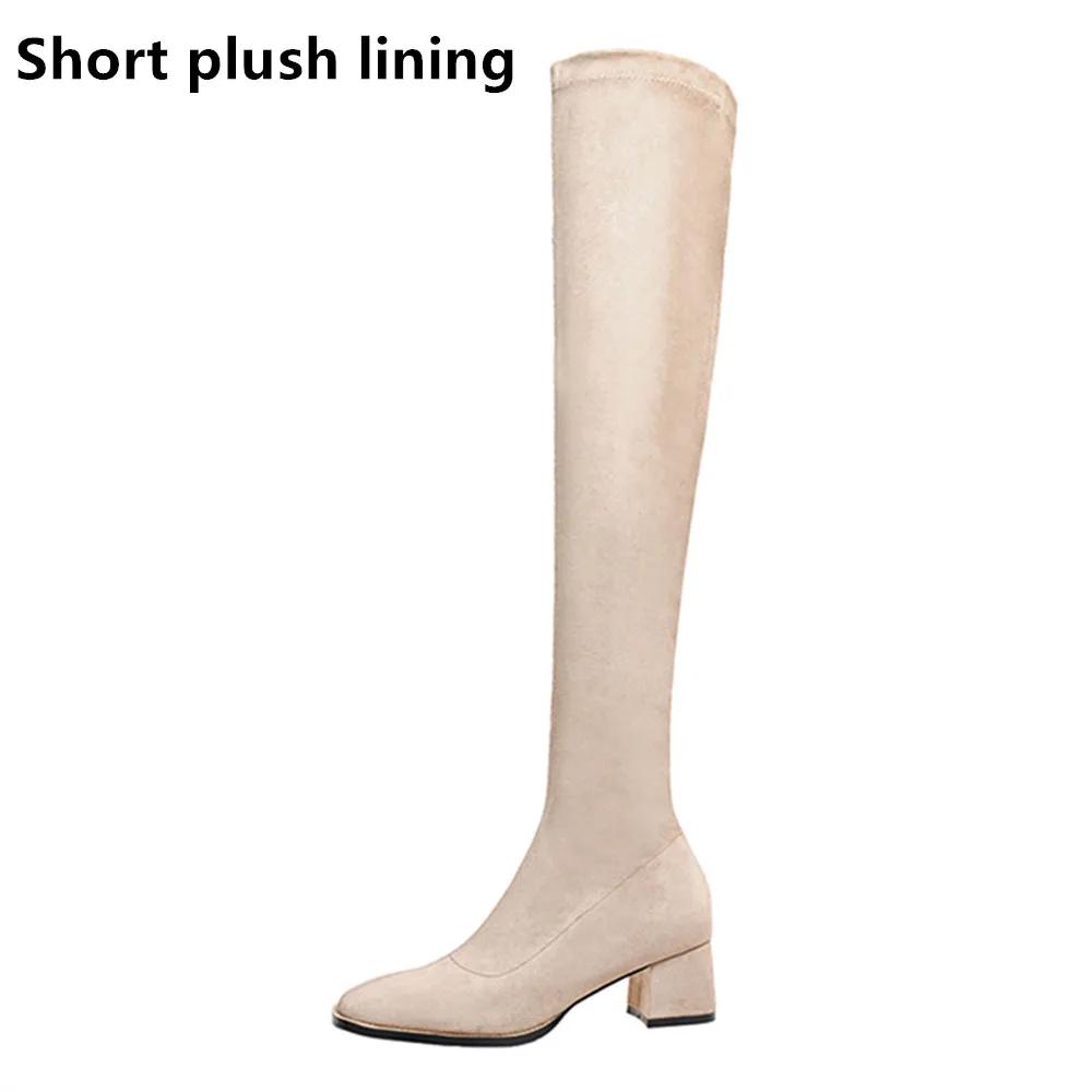 

Fashion Fashion Over The Knee Boots Women 2025 Autumn Winter New High Botas Mujer Khaki Suede Pumps Sock Shoes High Heels Boots Black 34