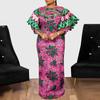 Oversized Summer Women's 3/4 Sleeve Round Neck Floral Printed Long Dresses