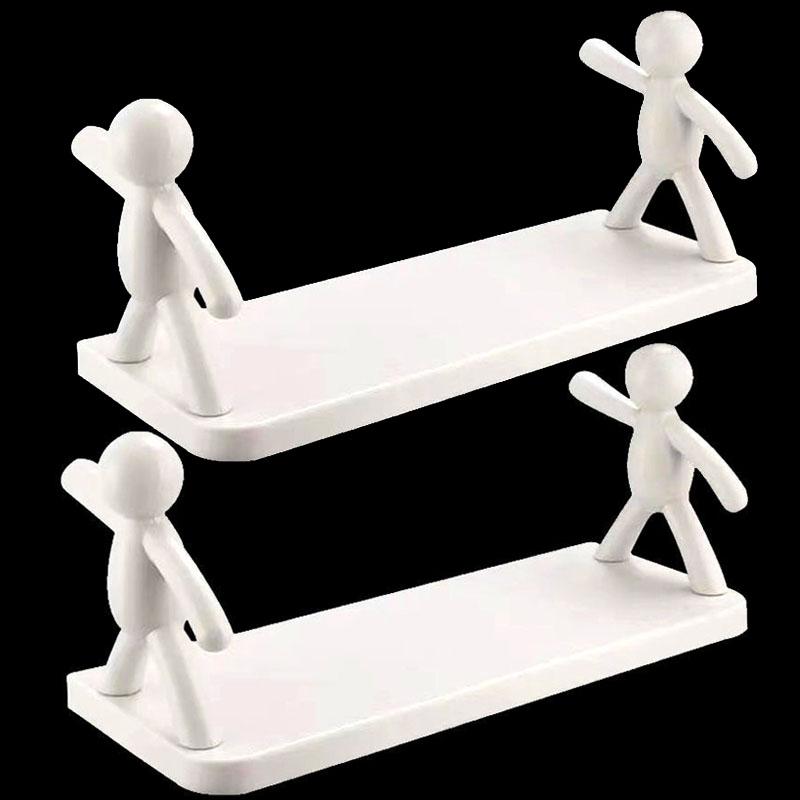 1/2PC  Bathroom Storage Shelves Cute White  Shelves Shelf Self-adhesive Bathroom Cosmetics Storage Racks