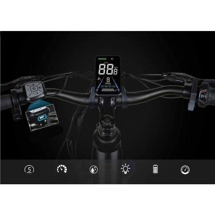 Samebike - RS-A01 Pro - Elektrofahrrad - 1000W Motor - 36V 15Ah Batterie - Max. Geschwindigkeit 35 km/h - 90 km Reichweite - Schwarz