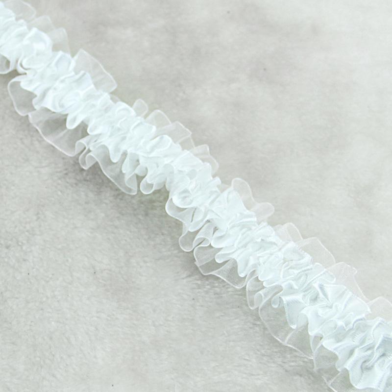10 Yards Elastic Ruffle Lace Trim Ribbon 4cm Width Stretch Chiffon Fabric For Diy Sewing Toy Doll Garment Patchwork Accessories