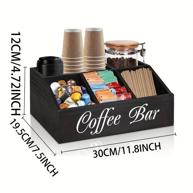 1pcs Wooden Coffee Storage Box Countertop Spice Organizer Multi-Purpose Coffee Bar Cabinet Kitchen Counter Storage Box