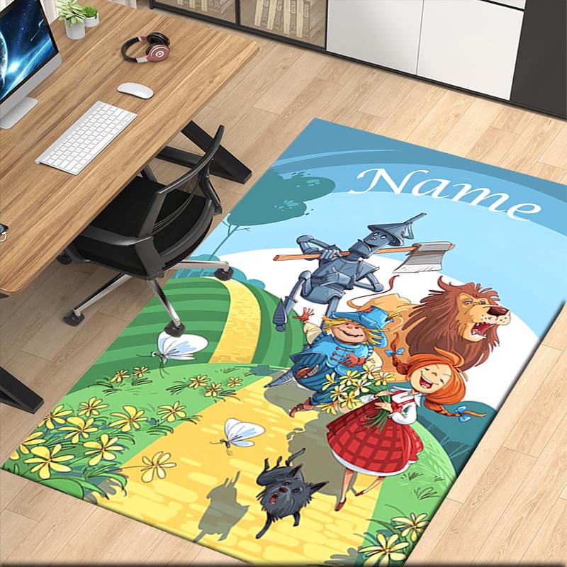 Custom Name Alice in Wonderland Printed Carpet, for Office Chair Living Room Bedroom Kitchen Room Decor Gifts.