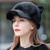 Whole Mink Hat for Women Winter Korean Cute Girls Versatile Fur Warm Cat's Ears (Steamed Cat-ear Shaped Bread) Fur Hat