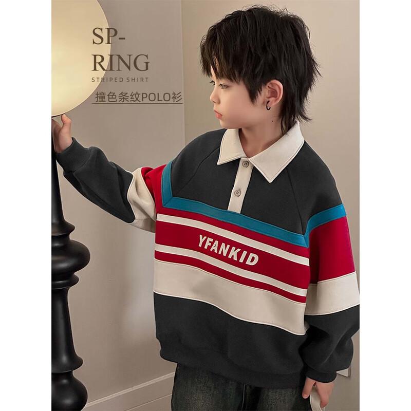 Kids  Casual Long Sleeve Polo Sweatshirt 170