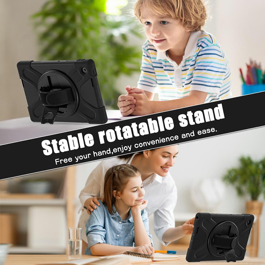 Για Lenovo Tab 10.1 (2025) TB311XU/Zhaoyang K10C Θήκη Περιστρεφόμενη Βάση Kickstand PC+Σιλικόνη Λουράκι Χειρός Κάλυμμα Tablet