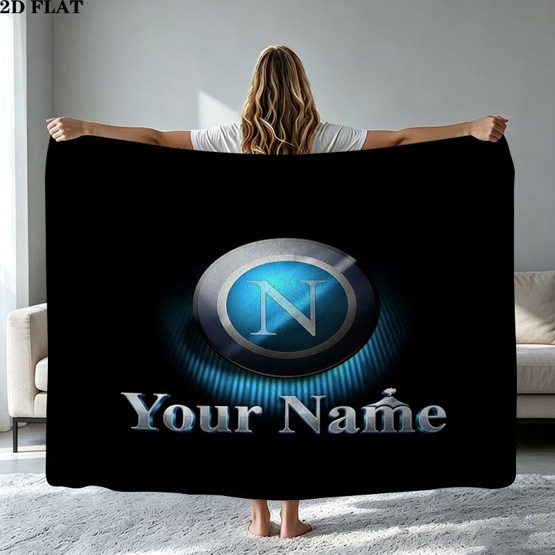 1PC SSC Napoli Custom Name Patterned Flannel Blanket Suitable For All Seasons for Home Decor Warmth and Comfort Gifts Holiday Present