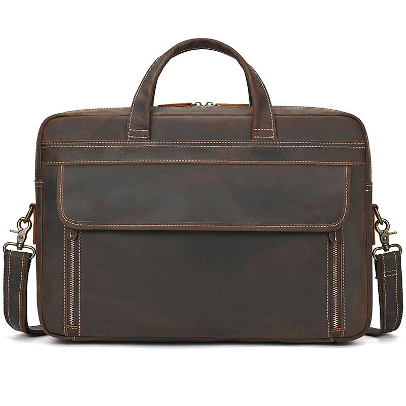 Fashion Genuine Leather Briefcase Bag For Men Male Laptop Business Handbags Soft Cowhide Men's Tote Bag 14 15 Inch Shoulder Bag