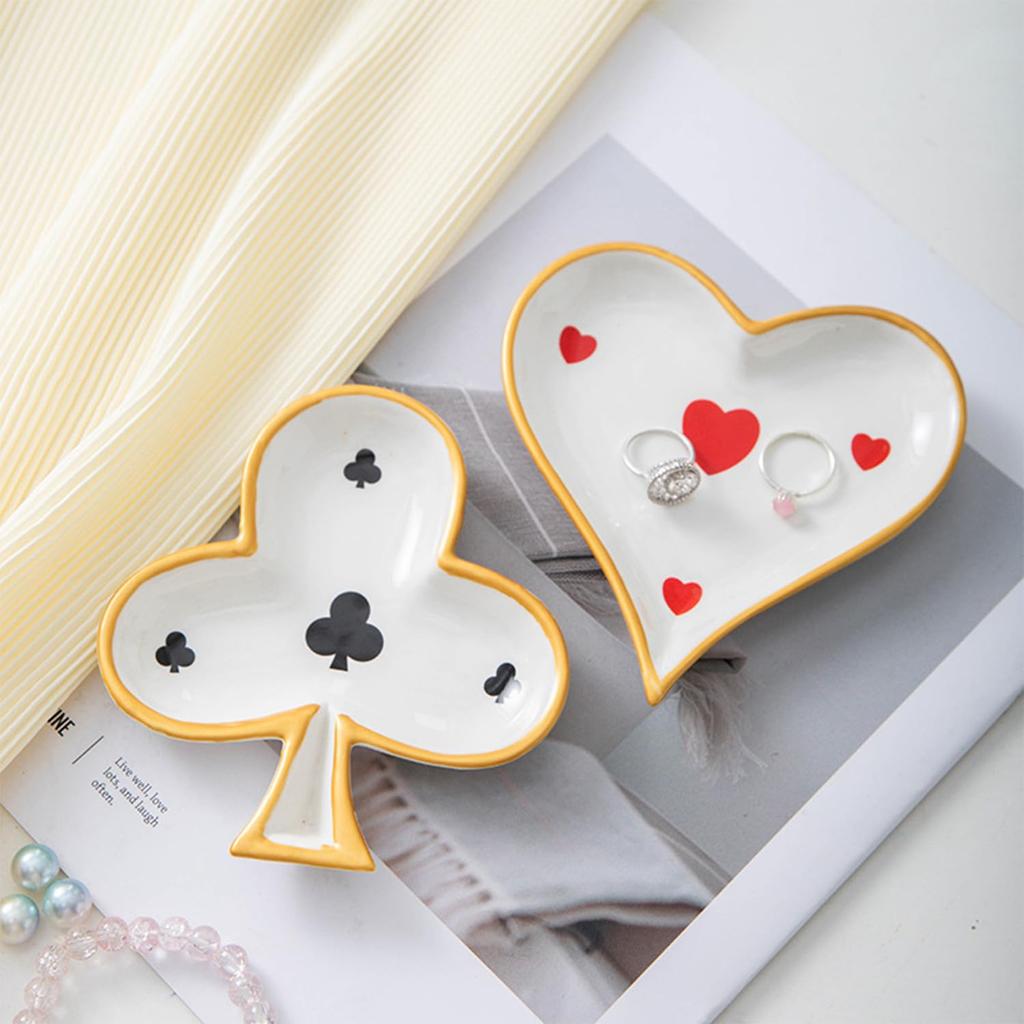 Queen-b Small Item Tray with Playing Card Design, Cute and Stylish for Accessories, Storage, Jewelry, Keys, Entryway, Bathroom (Spade Design)