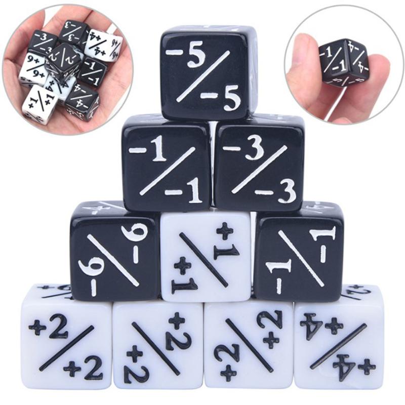 10Pcs 5 Positive +1/+1 & 5 Negative -1/-1 Dice Counters For Magic The Gathering