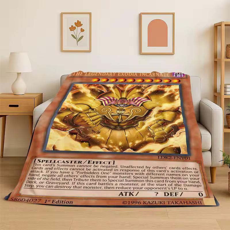 Yu-Gi-Oh Monster Card Cartoon Anime Flannel Blanket Soft Warm Throw Blanket for Bedroom Living Room Bed Travel Camping Picnic