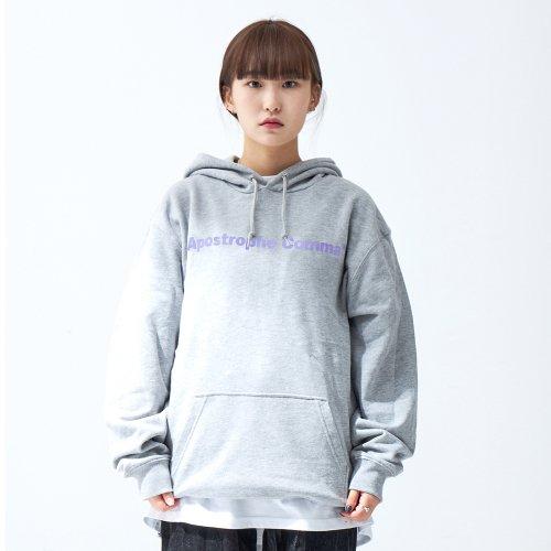 Upper Trophy Comma Basic Full Name Logo Hoodie (Gray/Purple) Gray/M
