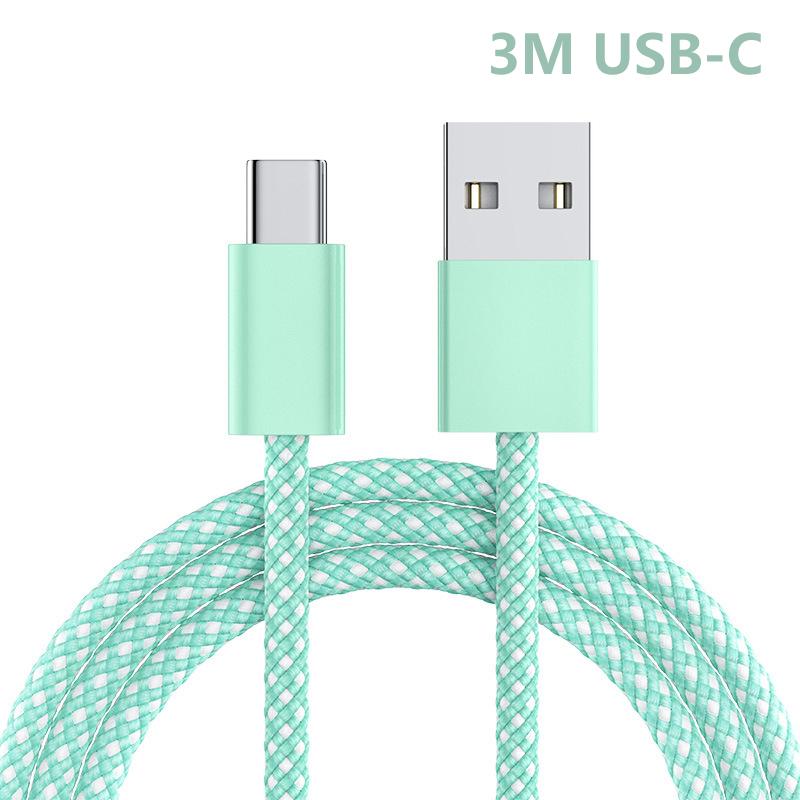 

Быстрая зарядка плетеный кабель для зарядки кабель для передачи данных командировка растяжимый Usb-C 3 метра подходит для Samsung Huawei Iphone15