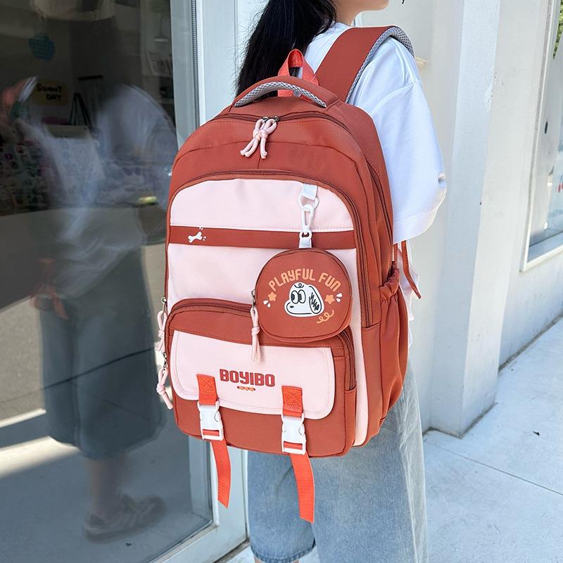 School Bag New High-value College Style Fresh and Sweet Contrasting Color Backpack Junior High School Students Lightweight Large-capacity Backpack