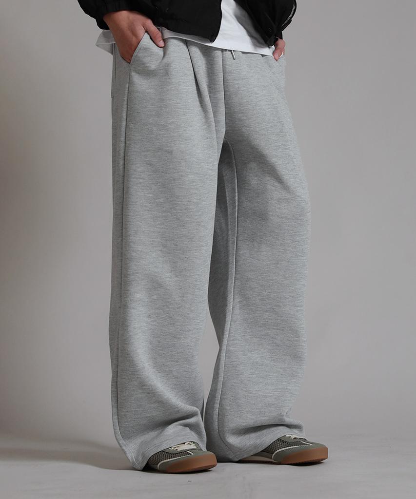 LIKE THE MOST Training Label Pintuck Wide Pants_Melange