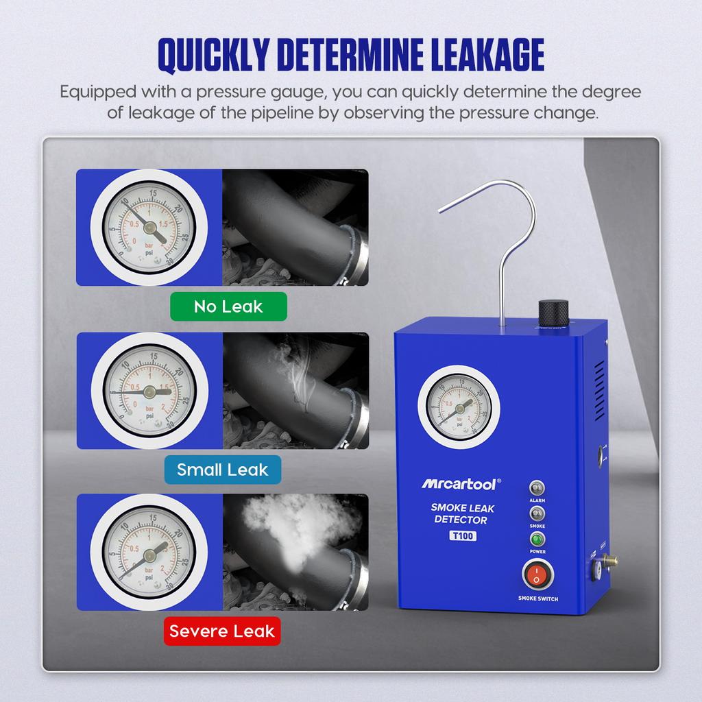MRCARTOOL T100 Car Smoke Machine Detector Car Fuel Pipe System Vacuum Tester Automotive Smoke Machine Leak Detector