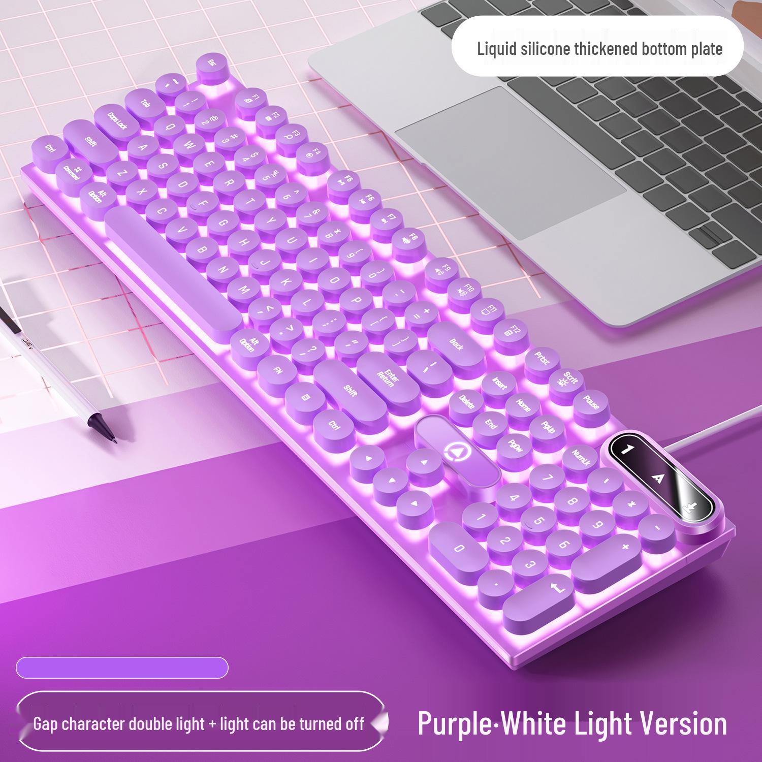 

Silver Carving K600 Gaming Keyboard: Luminous Wired Punk Style for PC