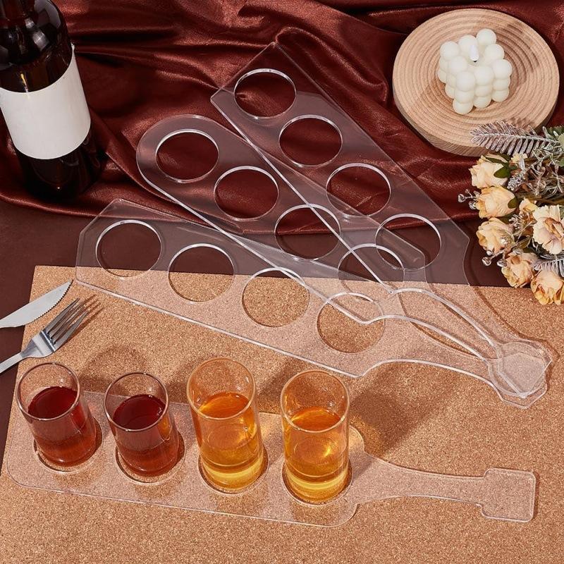 Clear Acrylic Router Template Four Glencairn Whisky Glass Flight Paddle Board Beer Flight Template Woodworking Router Template