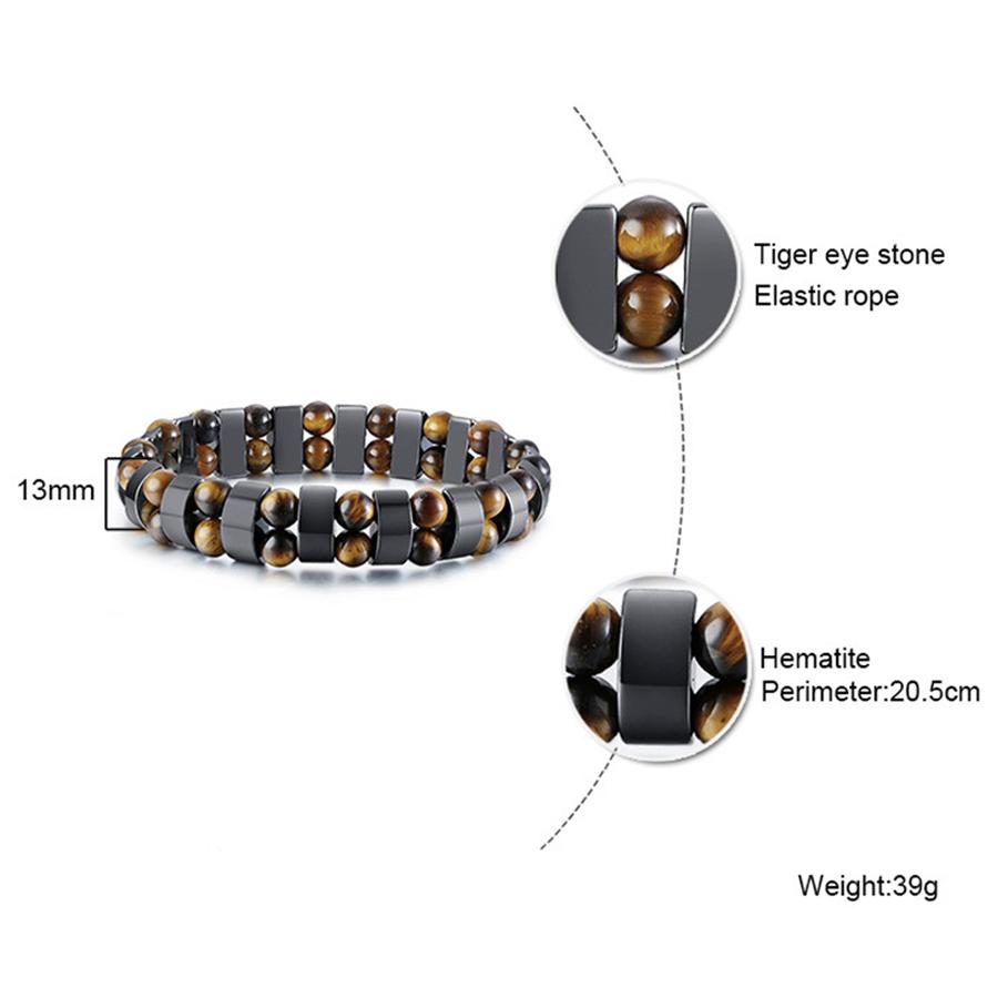New Double Hematite Tiger's Eye Bracelets Men Tiger Eye Hematite Charm Bracelets for Women Natural Energy Stone Bracelet Jewelry