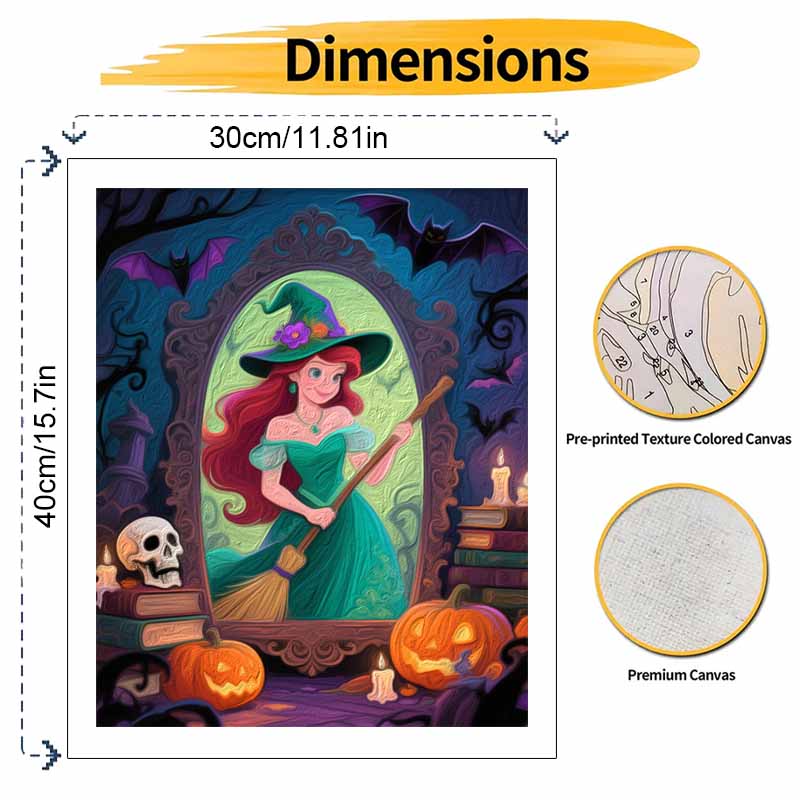 Disney Oil Painting Painting Art Kit Witch Princess Floral Hat Handmade Painting Diy Home Decoration