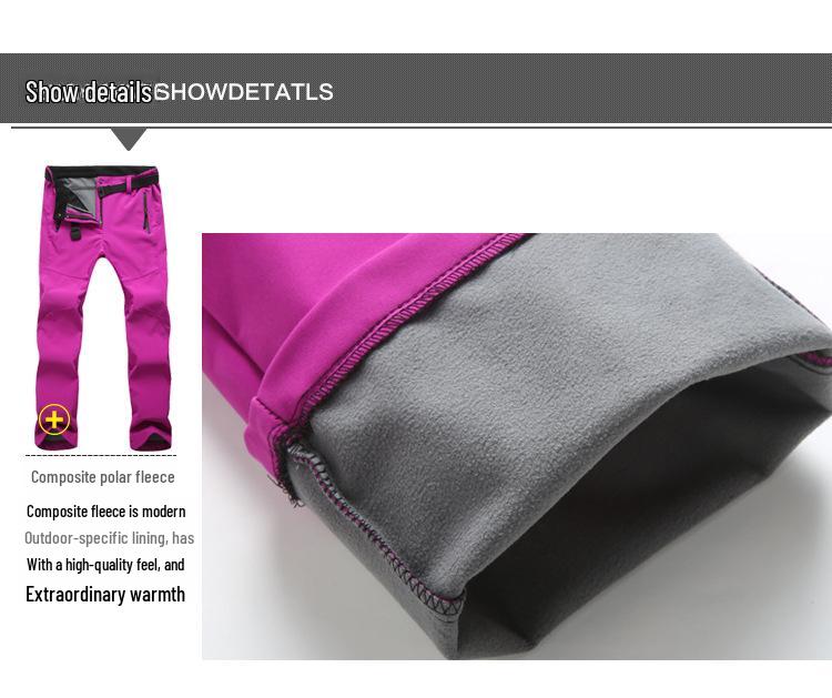 Pantalones impermeables cortavientos para hombre y mujer, con forro polar, para actividades al aire libre, softshell, para esquí y montañismo.