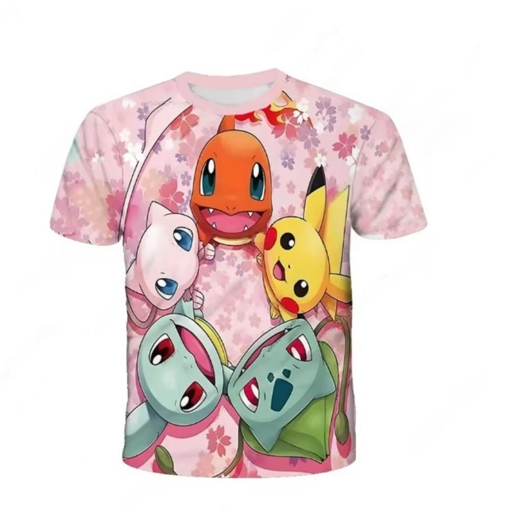 Sommer Pokemon T-Shirt Pikachu Kinder 3D Mode Freizeit T-Shirt Pokemon Jungen Mädchen Kinder Cosplay Kostüm T-Shirt Kurzarm