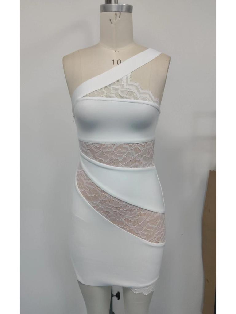 Black Lace Patchwork Sheer Evening Dress - European & American Bodycon Style