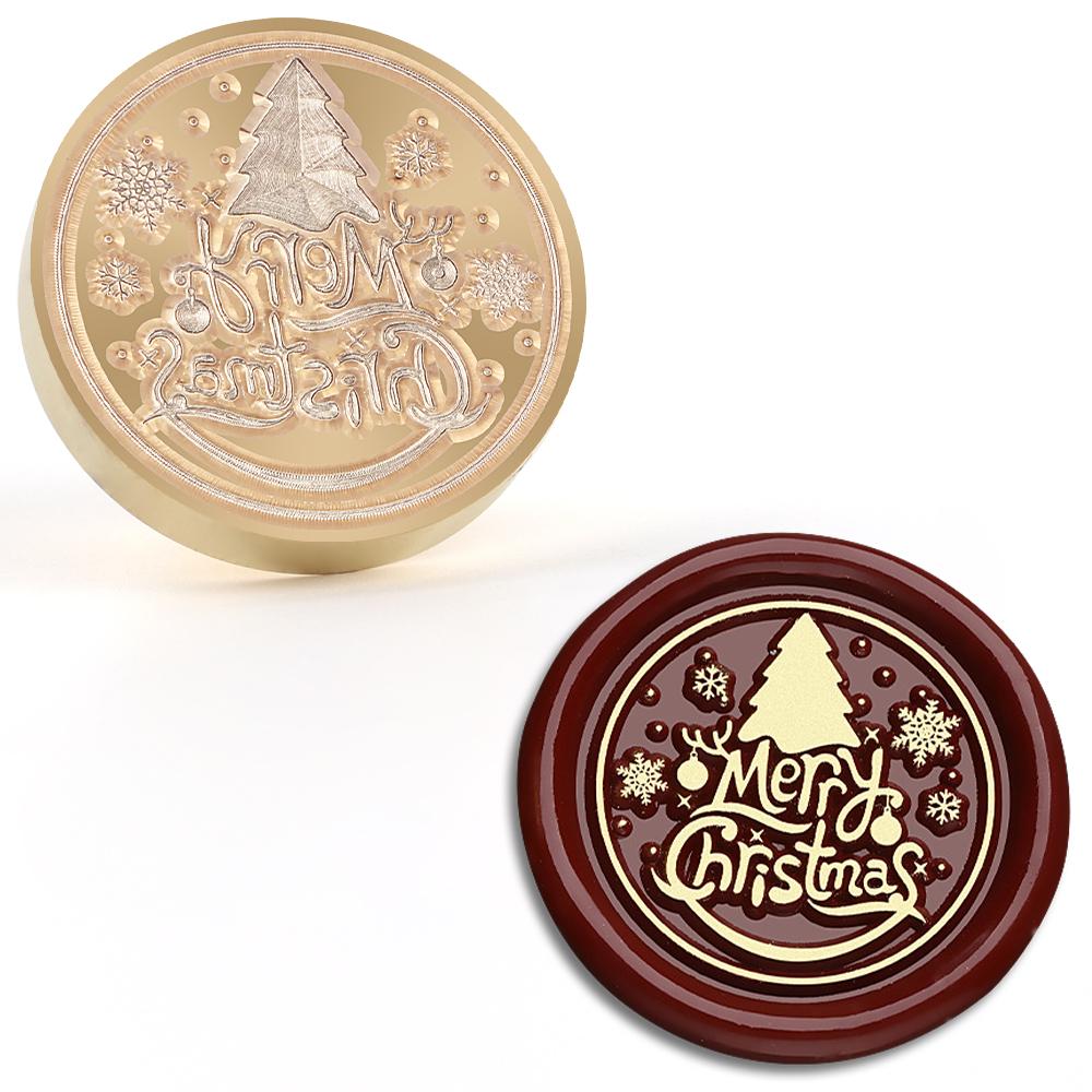 Christmas Collection Wax Seal Stamp, Brass Sealing Wax Stamp for Wedding Invitations, Christmas Cards, Envelopes & Party Decora