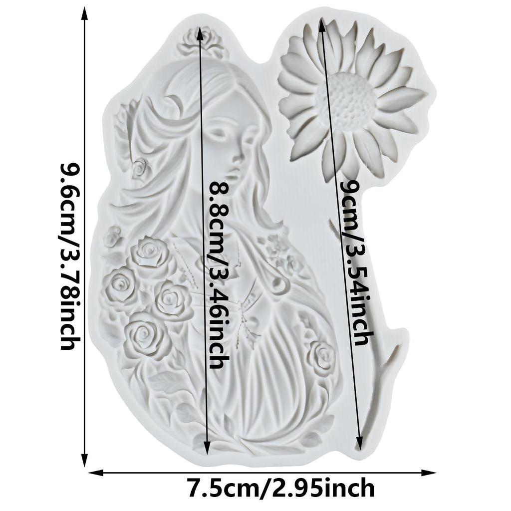 Formy silikonowe bogini, forma do fondantu w kształcie słonecznika, narzędzia do dekoracji ciast, ozdoba na babeczkę, czekolada, cukierki, guma do żucia, glina polimerowa