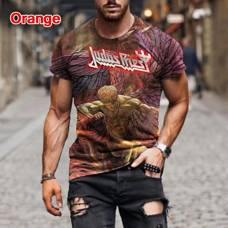 

New Rock Judas Priest Band 3D Printed t shirts Men Women Hip Hop Short Sleeve T-shirt Tops Fashion Oversized Street Man Clothing 5XL