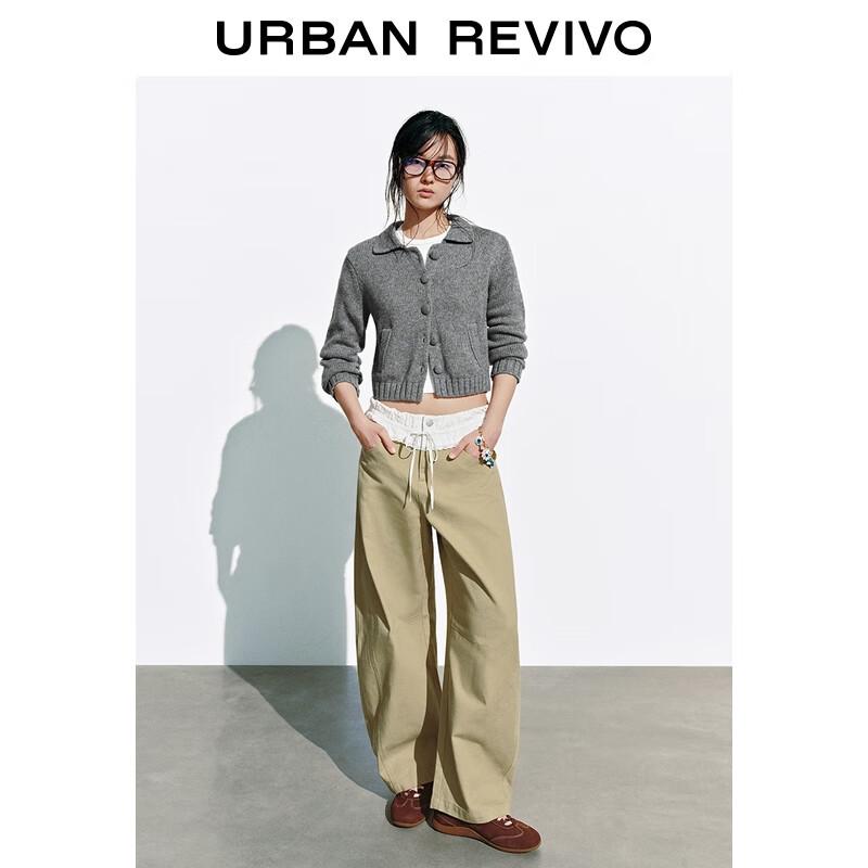 

Женский короткий вязаный кардиган на пуговицах с лацканами UR 2025 Осень XS