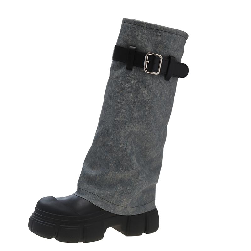 Cowboy Plateau Damen Hohe Stiefel Winter Designer Chelsea Schuhe Damen 2024 Trend Schneestiefel Walking Kleid Mujer Zapatos Botas