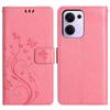 For Oppo Reno13 F 4G/5G Leather Wallet Case Butterfly Flower Imprinted Phone Cover with Strap