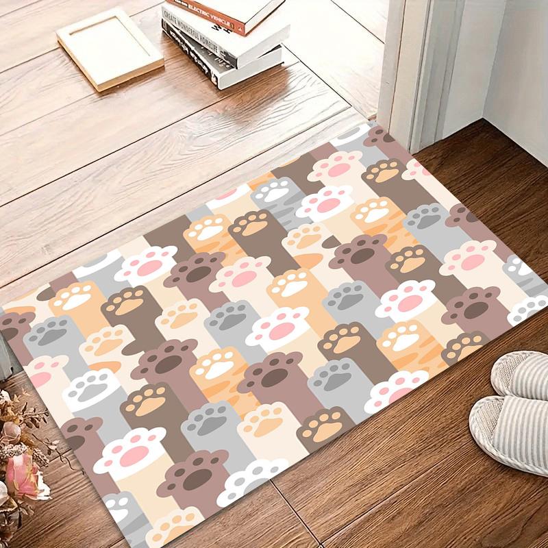 Non-Slip Carpet Pastel Paw Print Area Rug Non-Slip Washable Carpets for Living Room Decoration Home Washroom Floor Mat Gift Rugs