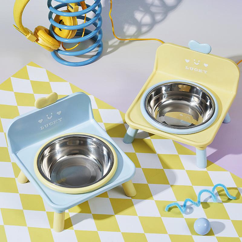 Cat Bowl Pet Stool Stainless Steel Dining Table Anti-slip and Anti-tip Dog Bowl Large Capacity Pet Bowl