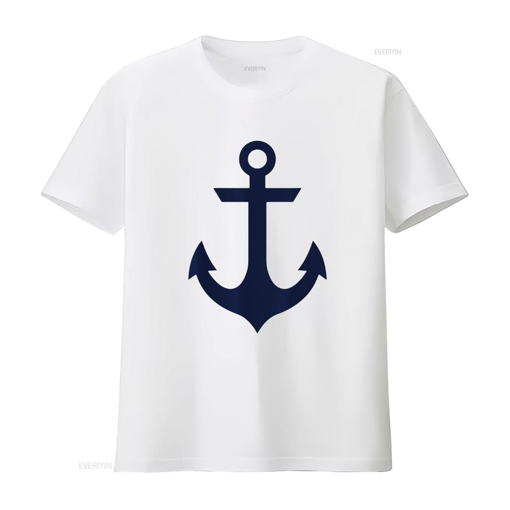 Mens Preppy Nautical Anchor S for Sailors Boaters Yachting T Shirt White Vintage Washed Comfortable Streetwear Stretched