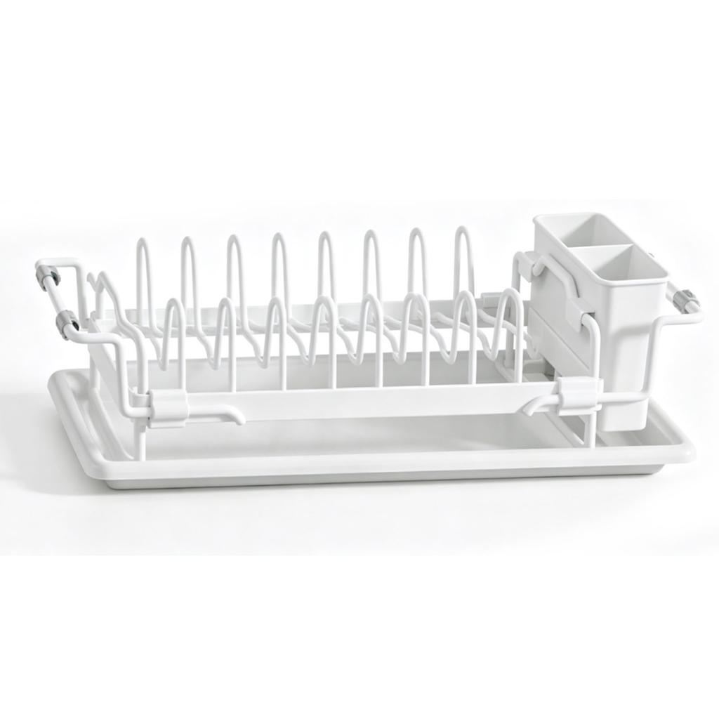 Extendable Dish Drying Rack Multifunctional Dish Drainer Kitchen Organizer Shelf with Cutlery Holder for Small