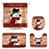 4pcs Christmas Shower Curtain Sets For Bathroom Xmas Shower Curtain Non-slip Bathroom Rugs Lid Toilet Cover Bath Mat Set