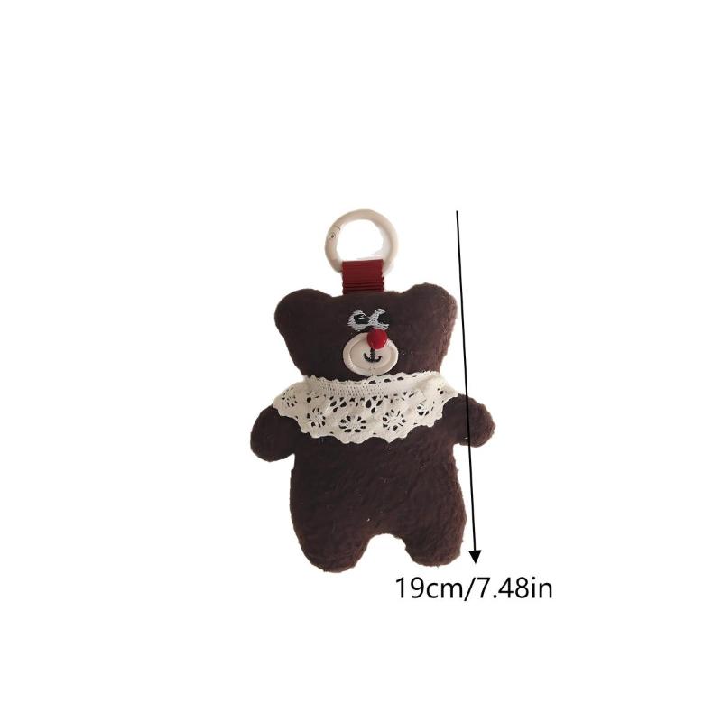 Kawaii Red Nose Little Bear Pendant Cute Cartoon Stuffed Doll Keychain Lovely Keyring Backpack Hanging Decoration Bag Charms