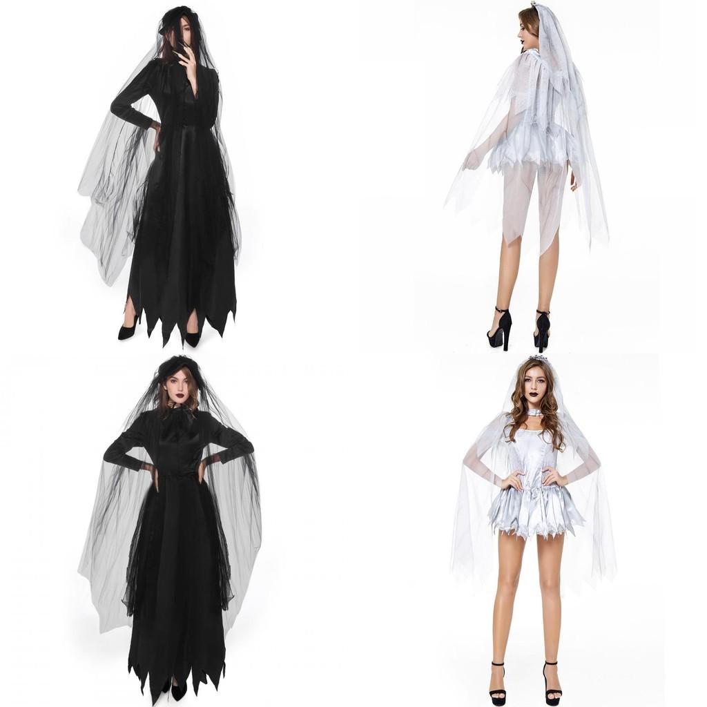 Spaventoso Costume da Sposa Fantasma per Halloween con Stupendo Velo Ideale per Eventi Cosplay