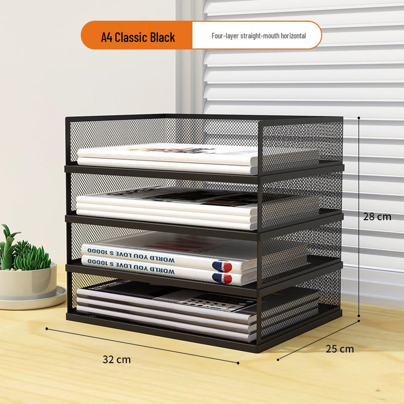 A3A4 Metall Desktop Aktenorganizer Rack - Büroarbeitsplatz Dokumentenhalter