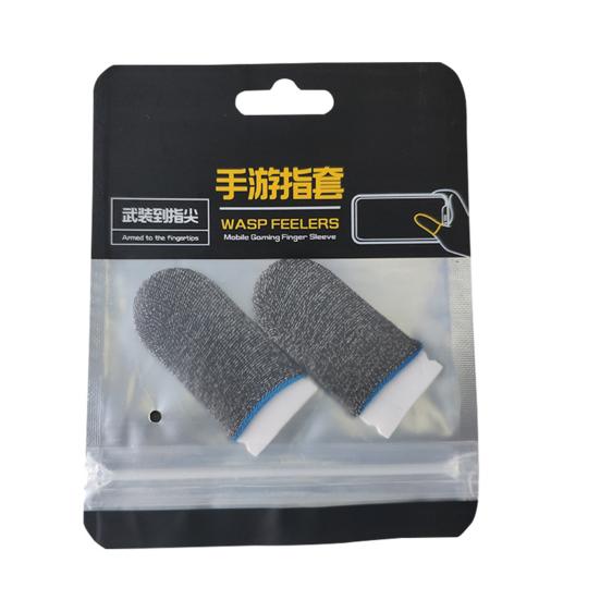 1 Pair Touch Screen Finger Sleeves Non-Scratch Nylon Fiber Mobile Game Finger Cots for Entertainment