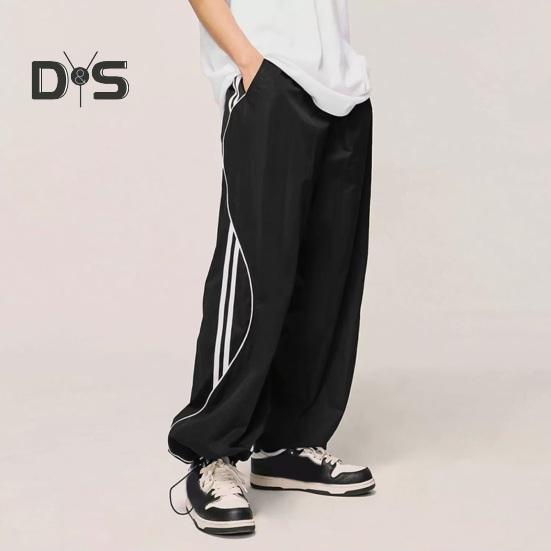 Брюки унисекс Ретро Американский стиль Уличная одежда Тонкие боковые карманы Эластичная — фото 5