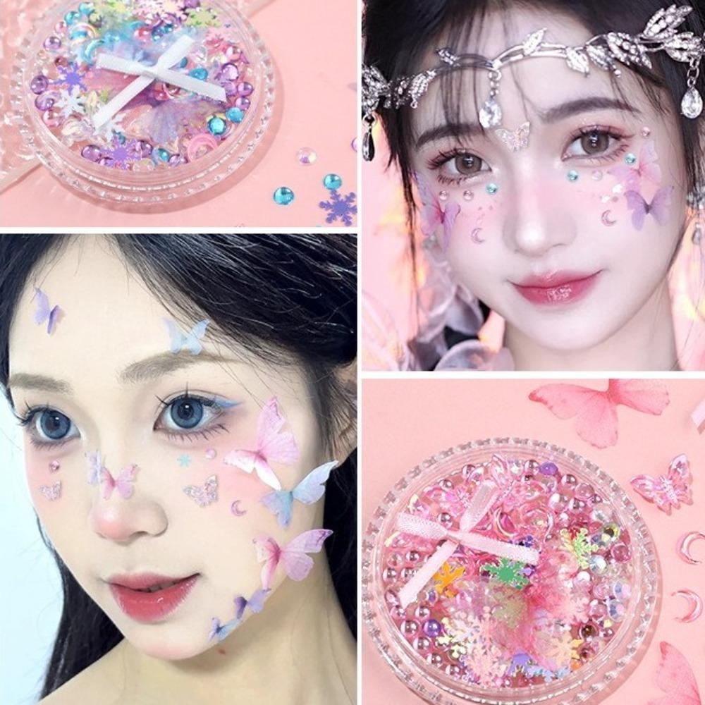 Pearls Makeup Face Stickers Diamond Eye Makeup Stickers Bridal Makeup Patch  for Face Makeup