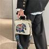 Vintage Embroidery Elephant Doctor Bags Wide Belt Pu Leather Women Shoulder Crossbody Bag Designer Tote Ladies Handbags Purses