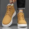 Modne męskie buty typu high top, buty śniegowe dla mężczyzn, zimowe ciepłe buty bawełniane, modne skórzane buty męskie na płaskiej podeszwie, markowe męskie buty wulkanizowane, botki