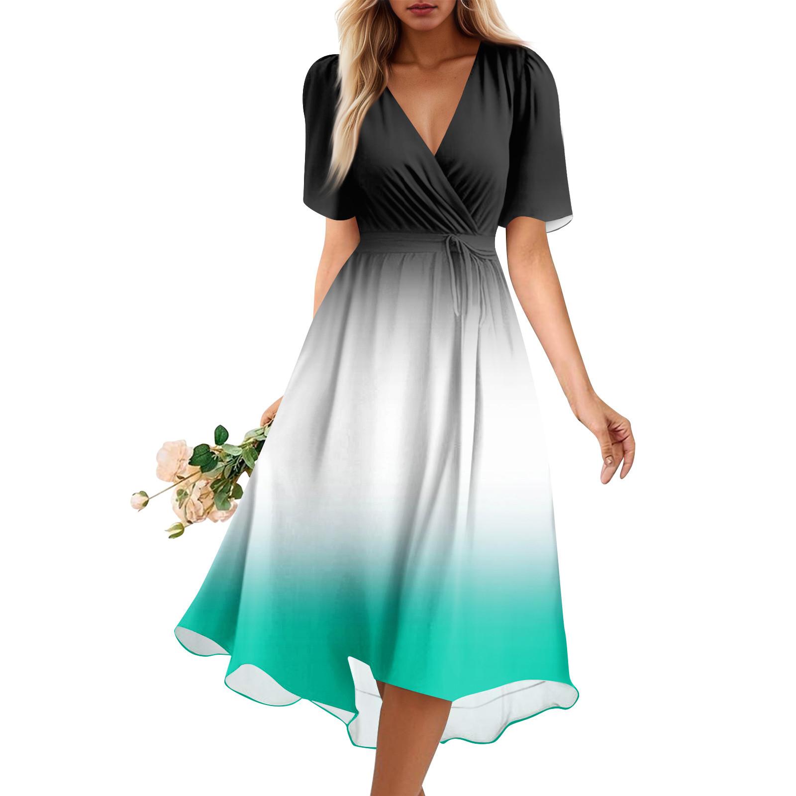 

Женское летнее свободное платье с V-образным вырезом и коротким рукавом, элегантное платье XL