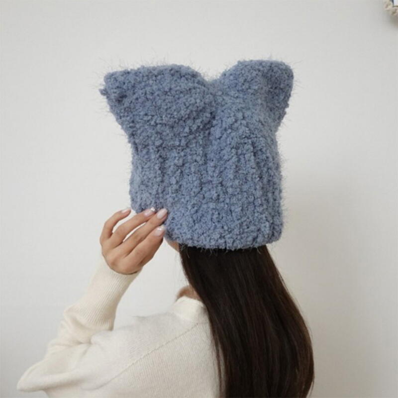 Women's Winter Fur Hat with Cat Ear Design Dumble Beanie
