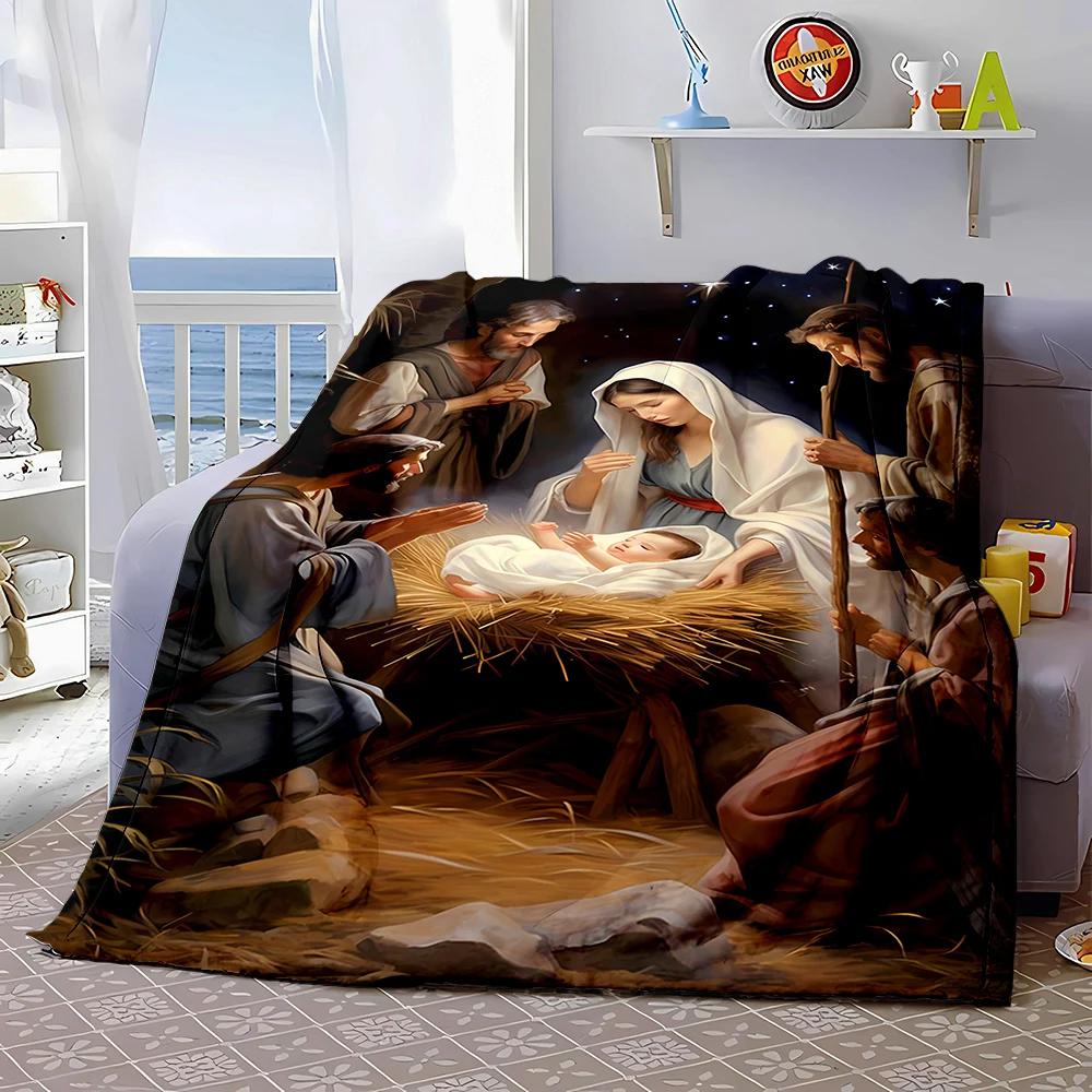 3D Warm Virgin Mary Pray Blanket,Soft Throw Blanket for Home Bedroom Bed Sofa Picnic Travel Office Rest Cover Blanket Kid‘s Gift