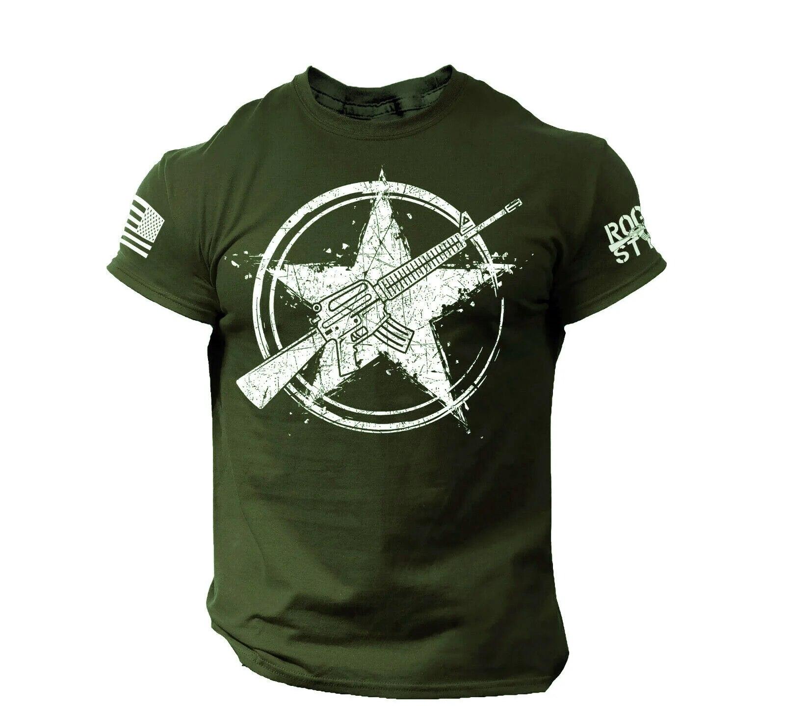 

Мужская футболка с короткими рукавами и круглым воротником с принтом в виде винтовки, флага американского солдата в стиле милитари